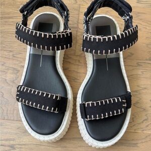 Dolce Vita Black and White Stitch Sandals
